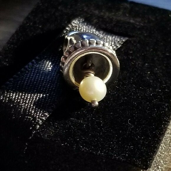 NEW PANDORA Sterling Silver *RETIRED & RARE* WEDDING BELL HANGING PEARL 790517P - Picture 4 of 7